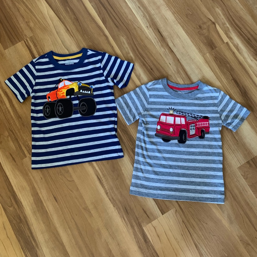 2 Kids’ T-Shirts with Trucks